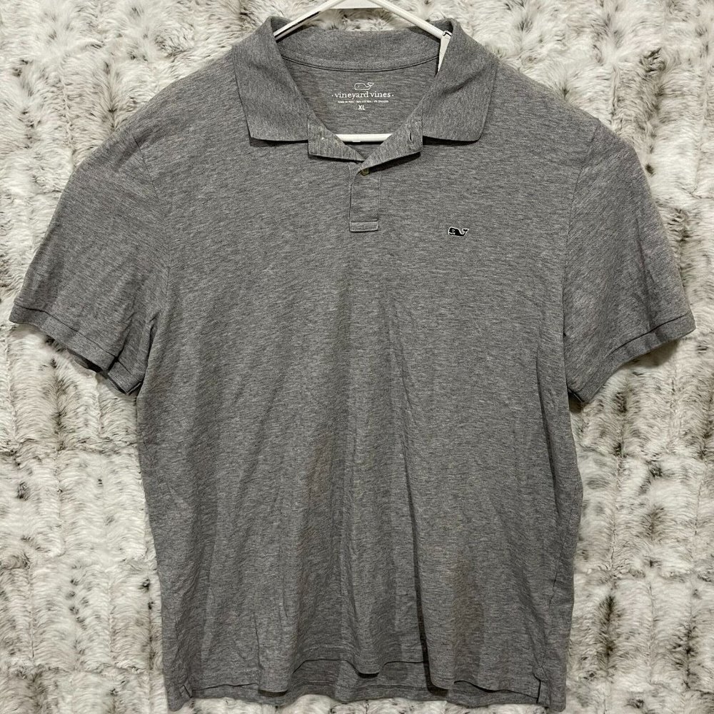 Vineyard Vines Polo Shirt Mens XL Gray Cotton Spandex Short Sleeve Golf